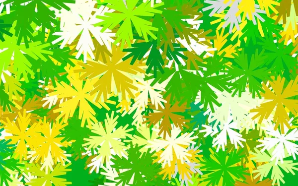 Hellgrüner Gelber Vektor Abstrakter Hintergrund Mit Blumen Bunte Illustration Doodle — Stockvektor