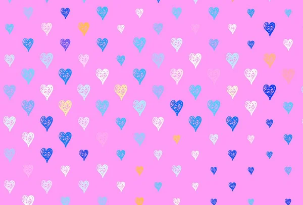 Azul Claro Textura Vectorial Roja Con Corazones Encantadores Hermosos Corazones — Archivo Imágenes Vectoriales