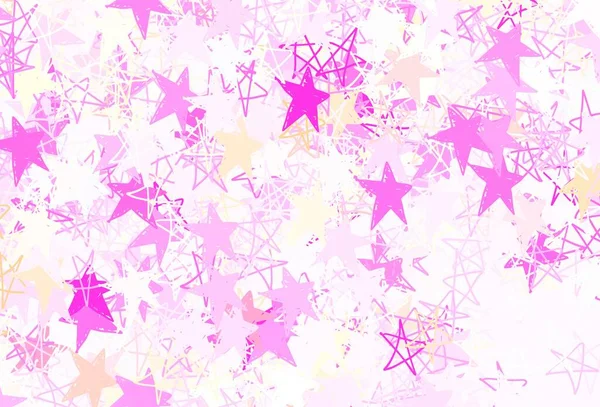 Hellrosa Gelber Vektorhintergrund Mit Farbigen Sternen Moderne Geometrische Abstrakte Illustration — Stockvektor