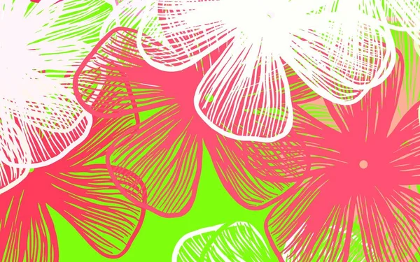 Hellrosa Gelbes Vektor Doodle Muster Mit Blumen Bunte Illustration Mit — Stockvektor