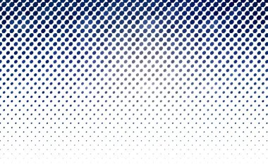 Koyu pembe, dairelerden oluşan mavi vektör çizimi. İşiniz için noktalı gradyan tasarımı. Renkli benekli yarım ton biçiminde yaratıcı geometrik arkaplan.