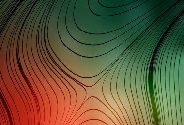 Açık yeşil, eğri çizgileri olan kırmızı vektör şablonu. Alnında çizgiler olan soyut bir çizim. Marka kitabı için şık bir desen.