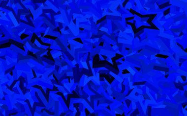 Koyu mavi vektör şablonu, kristaller, üçgenler. Renkli üçgenlerin olduğu bir resim. Web siteniz için basit tasarım.