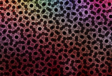 Çember şekilli koyu renkli vektör düzeni. Soyut arka planda bulanık kabarcıklar ve renkli gradyan. Fütürist reklamlar ve kitapçıklar için şablon.