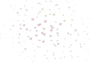 Kalpli hafif çokrenkli vektör arkaplanı. Kalpler soyut arkaplanda bulanık ve rengarenk. Sevgililer Günü kartpostalları için şablon.