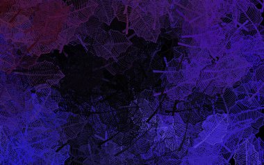 Koyu mor renkli, yaprakları olan zarif bir şablon. Yaprakları ve çiçekleri olan modern soyut çizimler. Web siteniz için Doodle tasarımı.