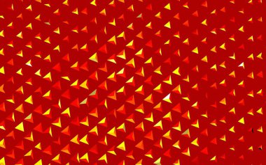 Koyu kırmızı, sarı vektör arka planı ve çokgen tarzı. Soyut arkaplanda renkli eğimli üçgenler. Broşürler, broşürler için desen