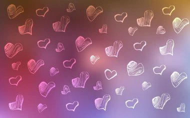 Renkli kalpleri olan açık renkli vektör deseni. Sevgililer günü için aşk konseptinde kalplerin olduğu bir ilüzyon. Evlilik hediyeleri için örnek, tebrikler..