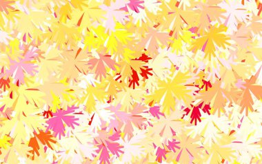 Açık kırmızı, sarı vektör doğal desenli ağaçlar, dallar. Karalama tarzında çiçekli soyut illüstrasyon. Tasarımınız için yeni şablon.