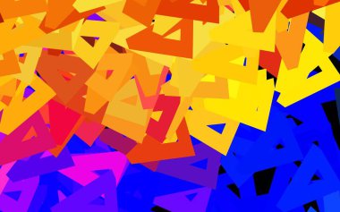 Koyu mavi, sarı vektör düzeni çizgiler, üçgenler. Renkli üçgenlerin olduğu bir resim. Broşürler, broşürler için desen