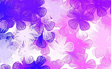 Açık Mor, pembe vektör karalama deseni çiçekli renkli çizim çiçekli. Duvar kağıtları, boyama kitapları için desen.