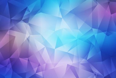 Açık Pembe, Mavi vektör eğimli üçgen dokusu. Çokgen biçiminde, gradyan ile renkli çizimler. Marka kitabınız için yeni şablon.