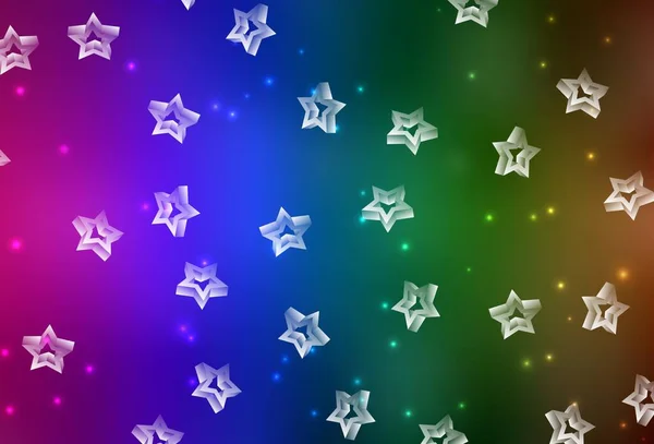 Mörk Flerfärgad Vektor Bakgrund Med Färgade Stjärnor Dekorativ Lysande Illustration — Stock vektor