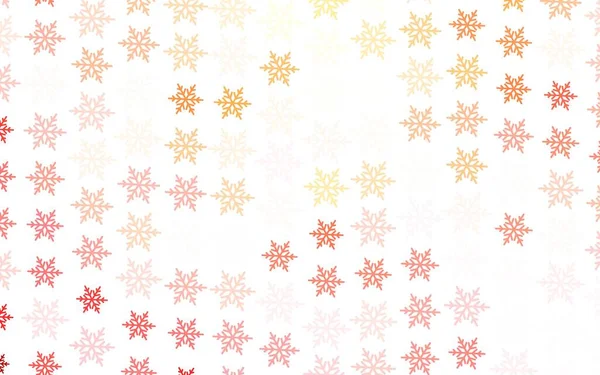 Vermelho Claro Textura Vector Amarelo Com Flocos Neve Coloridos Estrelas — Vetor de Stock