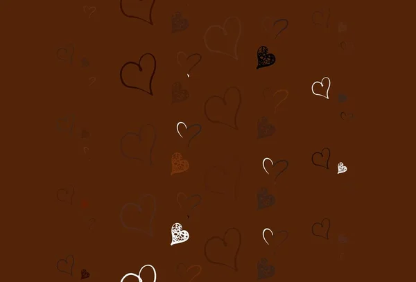 Light Brown Vector Pattern Colorful Hearts Shining Illustration Hearts Abstract — Image vectorielle