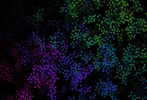 Koyu renkli vektör arkaplanı ve yapay zeka verileri. Renkli yapay zeka yapısı, eğimli çizgiler ve noktalar. Siber yeniliklerin tasviri için tasarım.