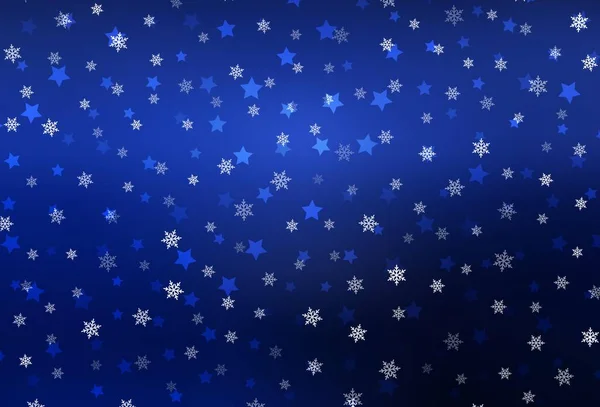 Dark Blue Vector Background Xmas Snowflakes Stars Gradient Colorful Illustration — ストックベクタ