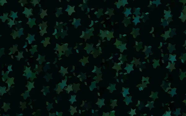 Dunkelgrüner Vektorhintergrund Mit Farbigen Sternen Leuchtende Farbige Illustration Mit Sternen — Stockvektor