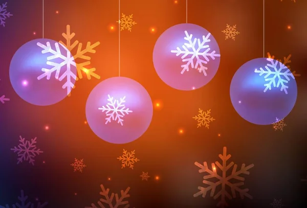 Sötétvörös Vektor Elrendezés Újévi Stílusban Ragyogó Illusztráció Karácsonyi Labdákkal Csillagokkal — Stock Vector