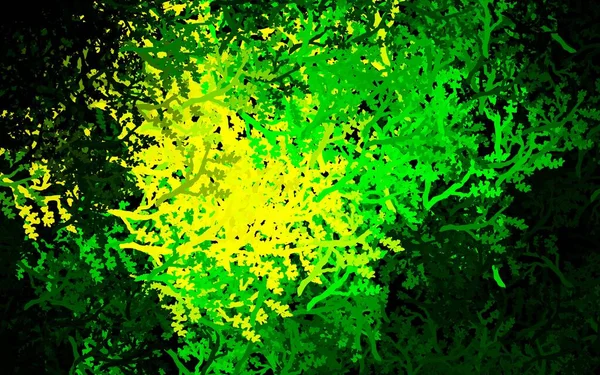 深绿色 黄色矢量涂鸦纹理与树 现代几何抽象图例与树 全新的商业设计风格 — 图库矢量图片