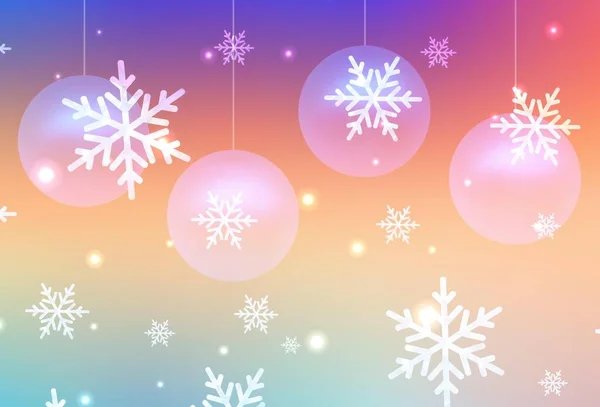 Licht Multicolor Vector Sjabloon Carnavalsstijl Ontwerp Kerststijl Met Kerstballen Sneeuwvlokken — Stockvector