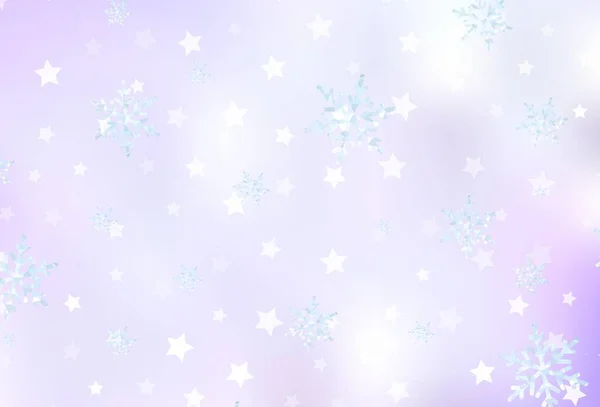 Light Purple Vector Texture Colored Snowflakes Stars Glitter Abstract Illustration — Stock Vector