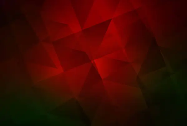 Dark Green Red Vector Gradient Triangles Pattern Glitter Abstract Illustration — Archivo Imágenes Vectoriales