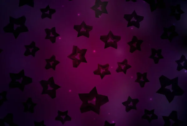Sötét Rózsaszín Vektor Textúra Gyönyörű Csillagokkal Csillagok Elmosódott Absztrakt Háttérrel — Stock Vector