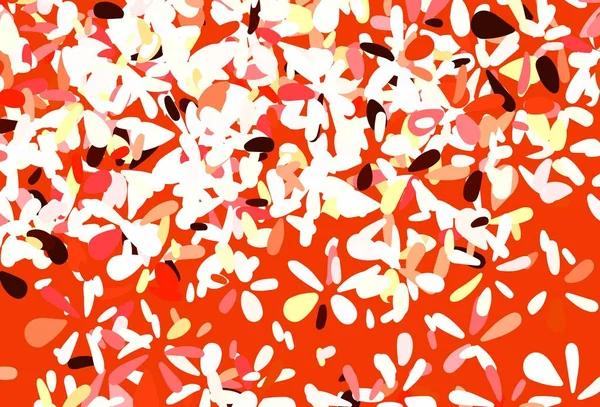 Sfondo Scarabocchiare Vettore Arancione Chiaro Con Foglie Illustrazione Astratta Colorata — Vettoriale Stock