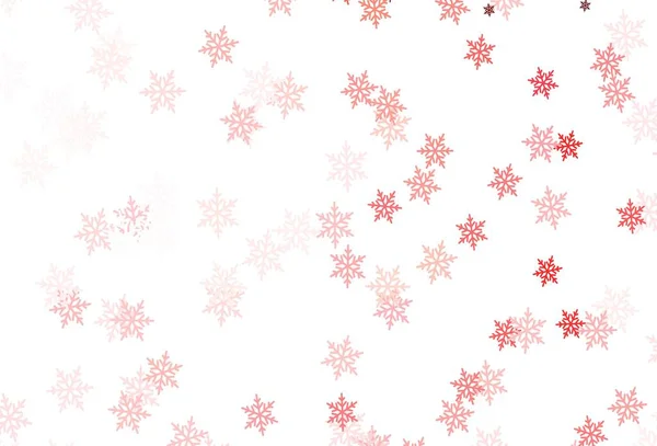 Lichtroze Rood Vector Patroon Met Kerst Sneeuwvlokken Sterren Kleurrijk Decoratief — Stockvector