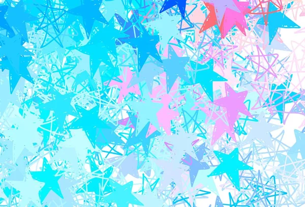 Bleu Clair Motif Vectoriel Rouge Avec Étoiles Noël Illustration Colorée — Image vectorielle