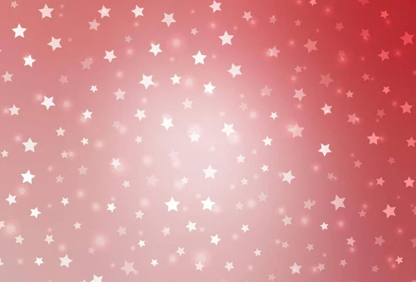 Disposition Vectorielle Rose Clair Avec Des Flocons Neige Brillants Étoiles — Image vectorielle
