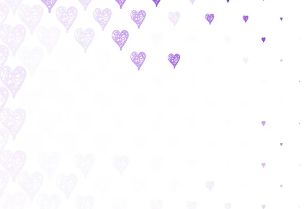 Light Purple Vector Background Hearts Shining Illustration Hearts Abstract Template — Stock Vector