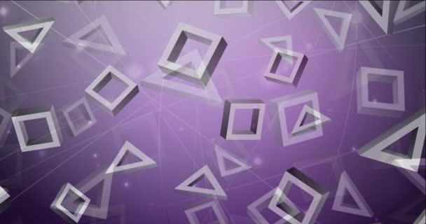 4K looping dark purple footage in triangles, rectangles. — Stock Video