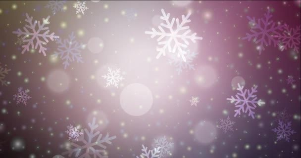 4K looping donker roze, gele animatie in kerststijl. — Stockvideo