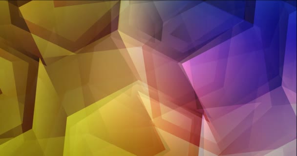 4K looping rosa oscuro, animación abstracta amarilla en estilo hexagonal. — Vídeo de stock
