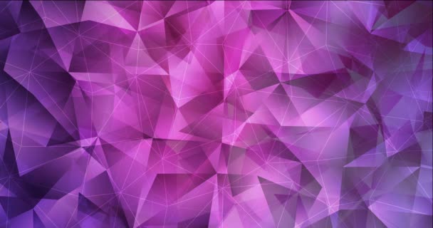 4K looping dark purple, pink polygonal flowing video. — Stock Video