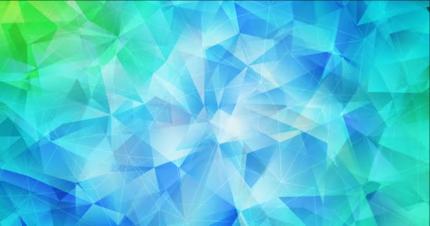 4Kループライトブルー,緑の多角形の流れビデオ. — ストック動画