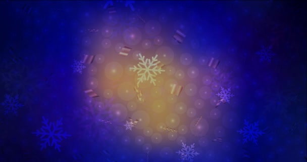 4Kループダークブルー,赤い流れるビデオでクリスマススタイル. — ストック動画