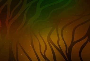 Koyu yeşil, çizgileri olan sarı vektör şablonu. Alnında çizgiler olan soyut bir çizim. İş tasarımınız için şablon.