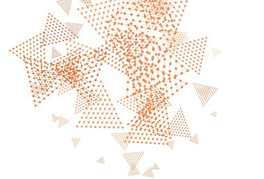 Açık kırmızı, daire şeklinde üçgen şeklinde sarı vektör dokusu. Küreleri ve üçgen çizgileri olan soyut çizimler. İniş sayfası için modern şablon.