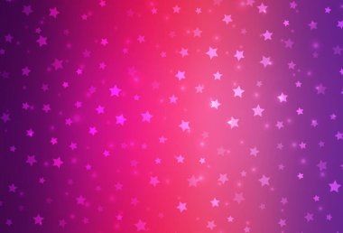 Açık Mor, buz taneli pembe vektör şablonu, yıldızlar. Değişken kar taneleri olan renkli kar taneleri. İş ilanı için yeni yıl tasarımı.