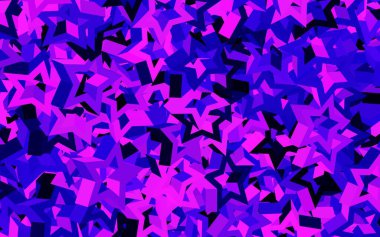 Koyu mor, küçük ve büyük yıldızlı pembe vektör arkaplan. Yıldızlı parlak renkli illüstrasyon. İş ilanınız için akıllı tasarım.