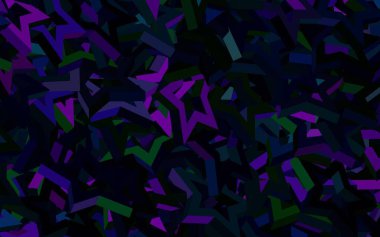 Koyu pembe, çizgileri ve üçgenleri olan yeşil vektör düzeni. Soyut arkaplanda renkli eğimli üçgenler. İşiniz için en iyi akıllı tasarım.