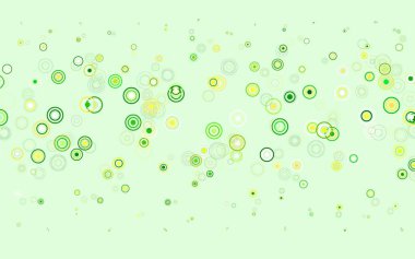 Açık yeşil, küreli kırmızı vektör deseni. Doğa tarzında bulanık halkaları olan güzel renkli çizimler. Duvar kağıtlarının dokusu için desen.