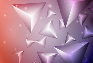 Koyu pembe, üçgenli kırmızı vektör arka planı. Üçgen şekilli ışıltılı soyut çizimler. Broşürler, broşürler için desen