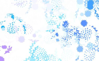 Açık mavi, sarı vektör soyut arkaplan çiçekli rengarenk çizimler karalama tarzında. Web ve broşürler için elle boyanmış tasarım.