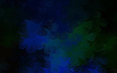 Koyu mavi, yeşil vektör karalama şablonu ağaçlar, dallar. Beyaz arka planda doğal bir çiçek. İşiniz için yepyeni bir tasarım..