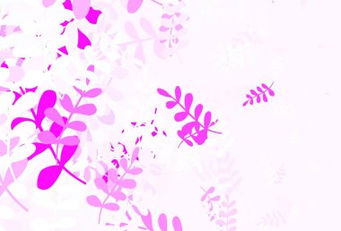 Açık Mor, yapraklı pembe vektör çizimi. Bulanık arka planda yaprakları olan eskiz karalamalar. Markan için şık bir model..