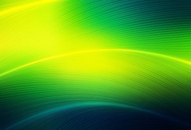 Koyu yeşil, kıvrımlı çizgileri olan sarı vektör düzeni. Basit çizgilerle renkli gradyan çizimi. Web siteniz için soyut tasarım.